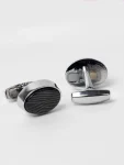 BLACK ROUND CUFFLINKS