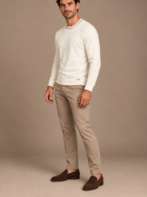 Contrast Trim Crewneck